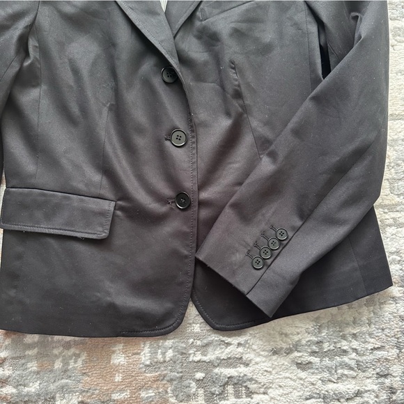 Talbots 3 Button Single Breasted Blazer Sz 12 Cotton Blend Black Stretch Classic - Picture 2 of 7